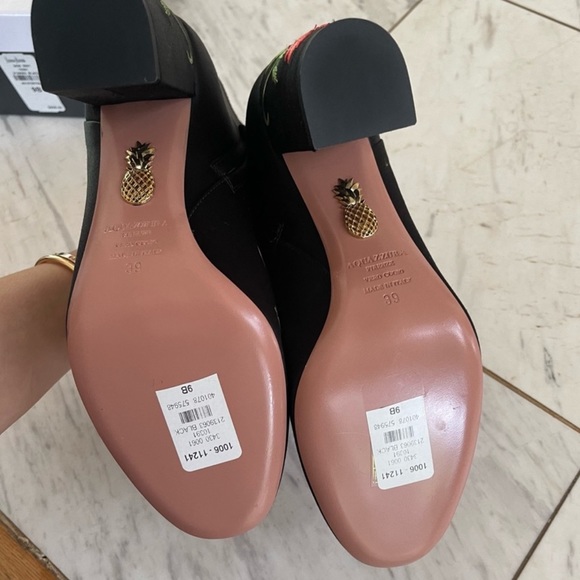 Aquazurra Lotus Satin Floral Embroidered Booties - Picture 8 of 12